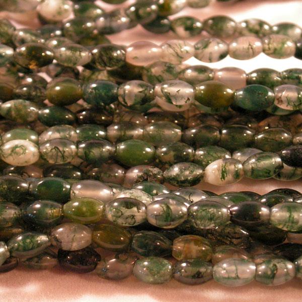 Mosagaat, groen-wit, bicone, 6 x 4 mm, per streng