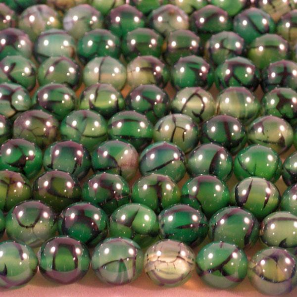 Agaat, groen, dragon vein, 12 mm, per streng