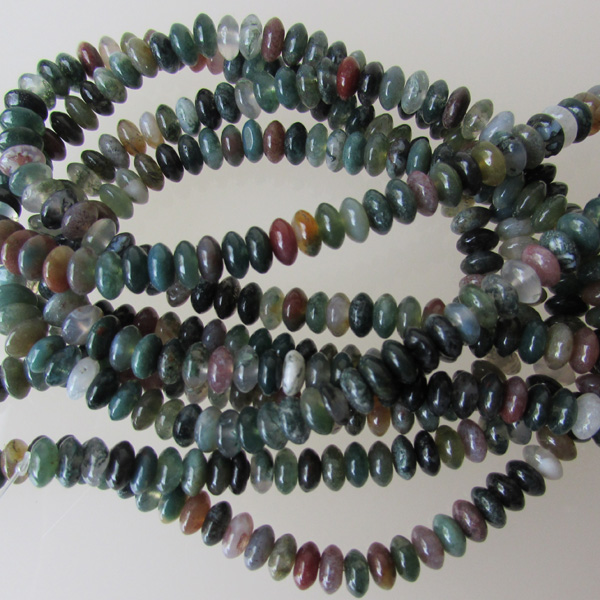 Agaat, Indian, 3 x 6 mm, per streng