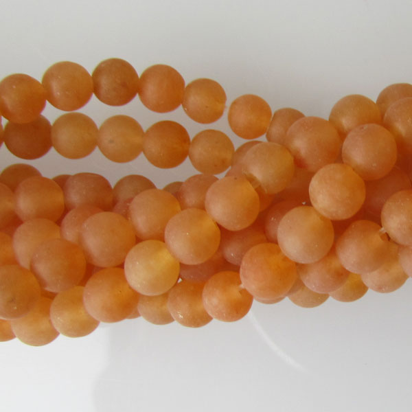 Aventurijn, oranje – rood, 4 mm, rond, FROSTED, per streng