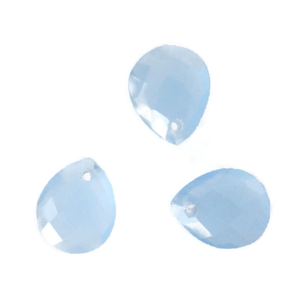 Briolette, chalcedoon, gefacetteerd, 9 x 11 mm, per stuk