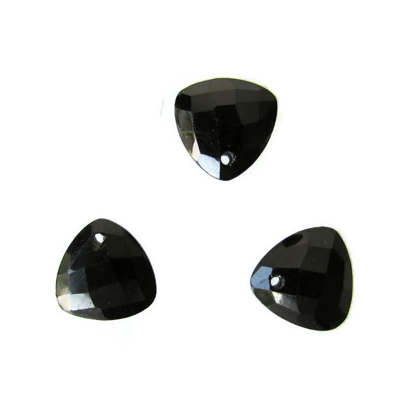 Briolette, onyx, gefacetteerd, driehoekig, 10 x 10 mm, per stuk