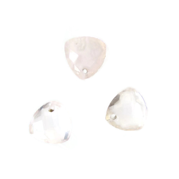 Briolette, HYDRO ROZENKWARTS, gefacetteerd, driehoekig, 10 x 10 mm, per stuk