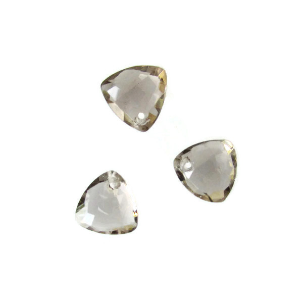 Briolette, rookkwarts, gefacetteerd, driehoekig, 10 x 10 mm, per stuk