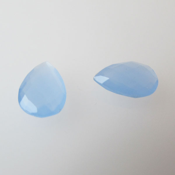 Briolette, chalcedoon, gefacetteerd, zetsteen!, 10 x 15 mm, per stuk