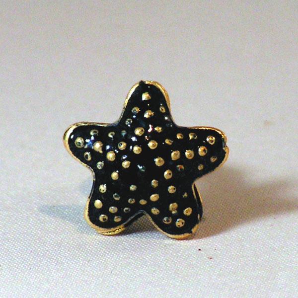 Cloisonné zeester, 18 mm, zwart, verpakt per 10 stuks