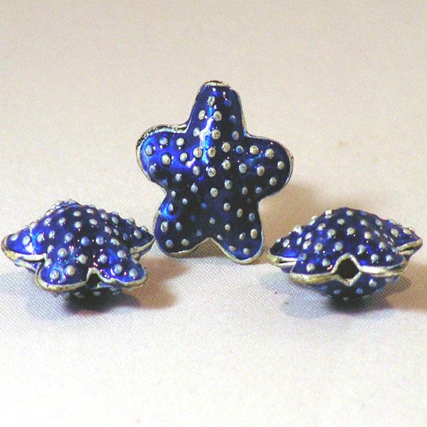 Cloisonné zeester, 18 mm, kobaltblauw, verpakt per 10 stuks