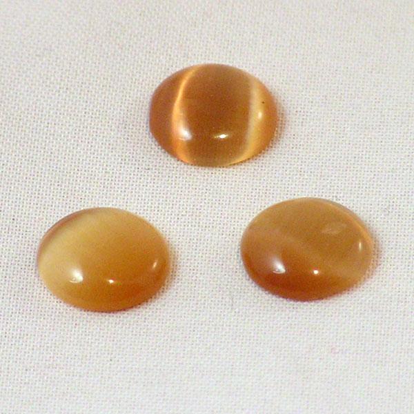 Cabochon cat eye glas, 10 mm, bruin, verpakt per 20 stuks