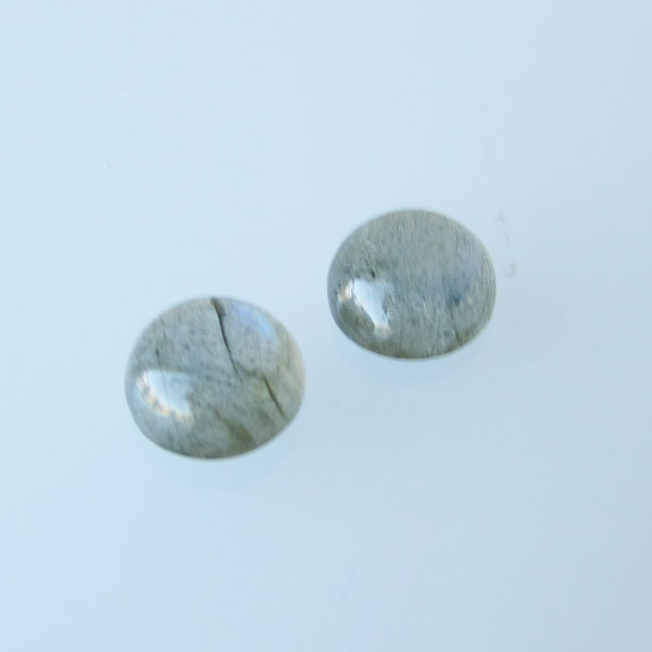 Cabochon Labradoriet, 8 mm, rond, grijs-groen, verpakt per stuk
