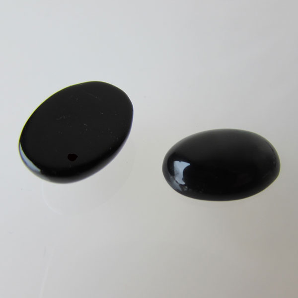 Cabochon ONYX, 18 x 13 mm, zwart, verpakt per stuk
