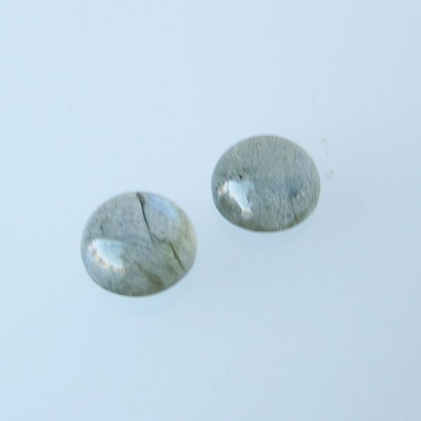 Cabochon Labradoriet, 5-6 mm, rond, grijs-groen, verpakt per stuk