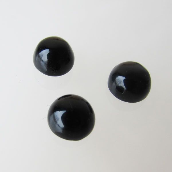 Cabochon Onyx, 6 mm, rond, zwart, verpakt per stuk