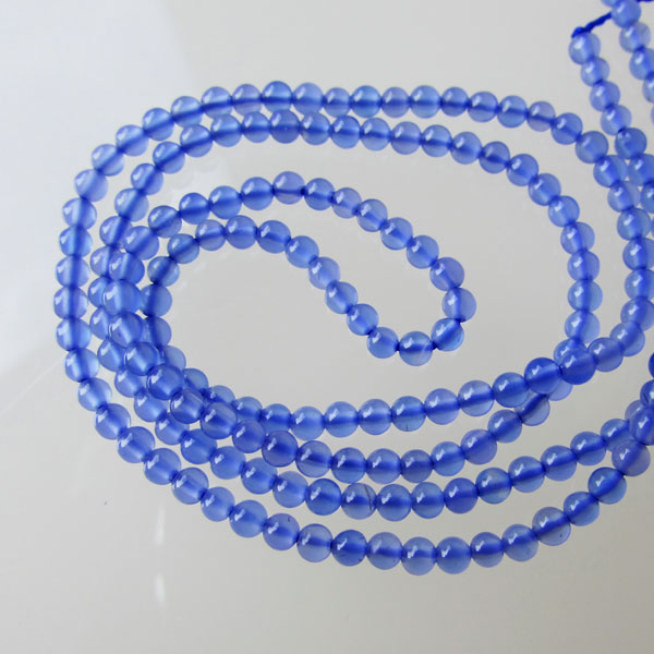 Chalcedoon, donkerblauw, rond, 2 mm, per streng
