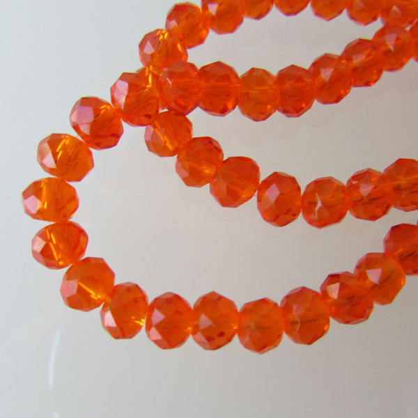 Swarovski-Style Kristalkraal, Fire Opal, facetted, rondel, 4 x 6 mm, per streng