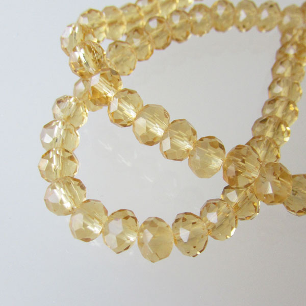 Swarovski-Style Kristalkraal, Gold Champagne, facetted, rondel, 4 x 6 mm, per streng