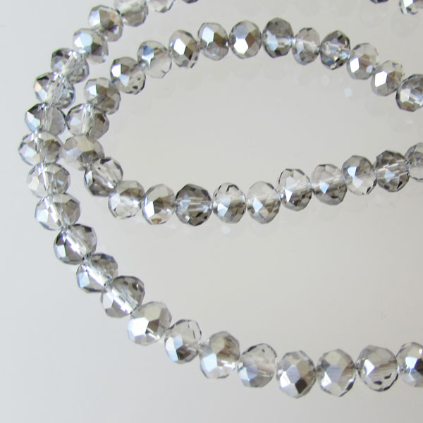 Swarovski-Style Kristalkraal, Greige AB, facetted, rondel, 4 x 6 mm, per streng