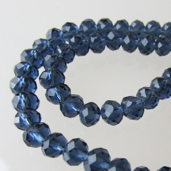 Swarovski-Style Kristalkraal, Montana, facetted, rondel, 4 x 6 mm, per streng