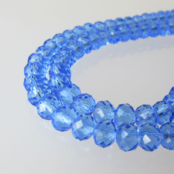 Swarovski-Style Kristalkraal, Sapphire, facetted, rondel, 4 x 6 mm, per streng