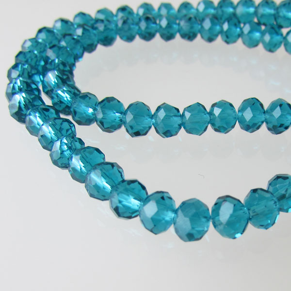 Swarovski-Style Kristalkraal, Indicolite, facetted, rondel, 4 x 6 mm, per streng