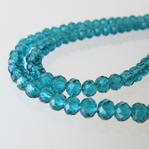 Swarovski-Style Kristalkraal, Indicolite, facetted, rondel, 3 x 4 mm, per streng
