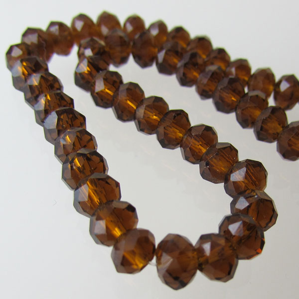 Swarovski-Style Kristalkraal, Dark Topaz, facetted, rondel, 4 x 6 mm, per streng