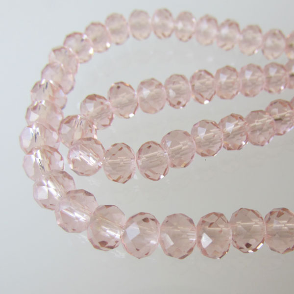 Swarovski-Style Kristalkraal, Rose Peach, facetted, rondel, 4 x 6 mm, per streng