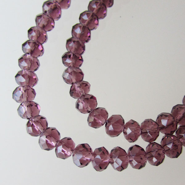 Swarovski-Style Kristalkraal, Amethist, facetted, rondel, 4 x 6 mm, per streng