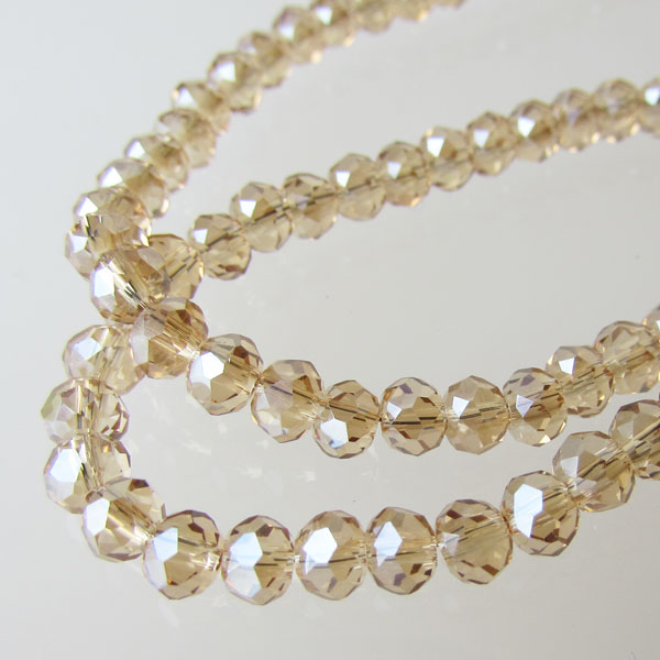 Swarovski-Style Kristalkraal, Transparant Gold, facetted, rondel, 3 x 4 mm, per streng