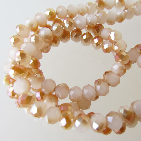 Swarovski-Style Kristalkraal, Champagne Opal AB, facetted, rondel, 3 x 4 mm, per streng