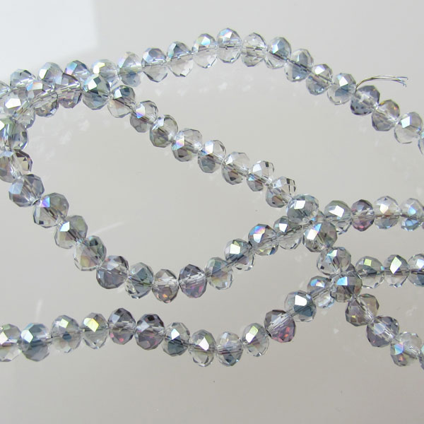 Swarovski-Style Kristalkraal, Crystal Satin, facetted, rondel, 3 x 4 mm, per streng
