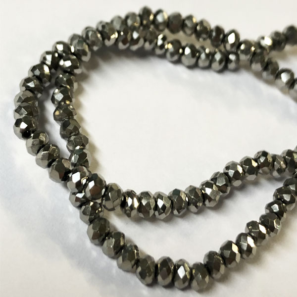 Swarovski Style kraal, 2 mm, facetgeslepen, donker grijs plated, per streng