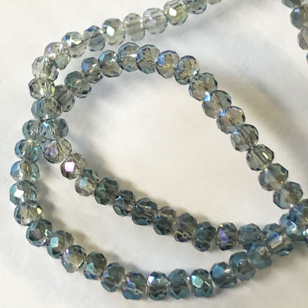 Swarovski Style kraal, 2 mm, facetgeslepen, Teal AB, per streng