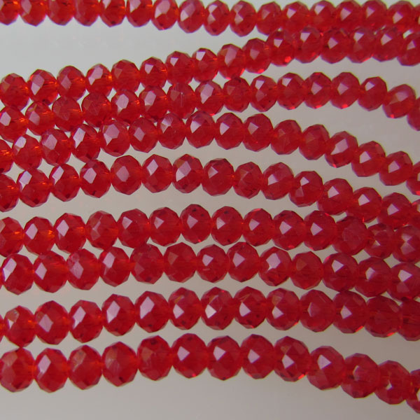 Swarovski-Style Kristalkraal, Red Coral, facetted, rondel, 3 x 4 mm, per streng