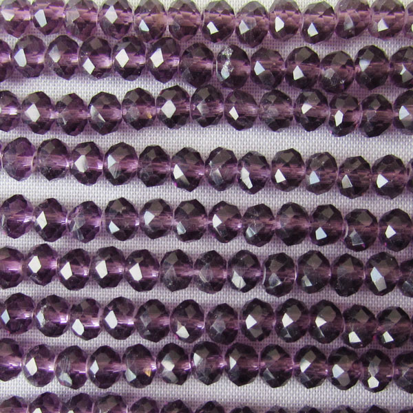 Swarovski-Style Kristalkraal, violet, facetted, rondel, 3 x 4 mm, per streng