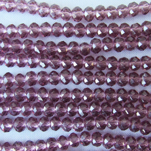 Swarovski-Style Kristalkraal, licht ametist, facetted, rondel, 3 x 4 mm, per streng
