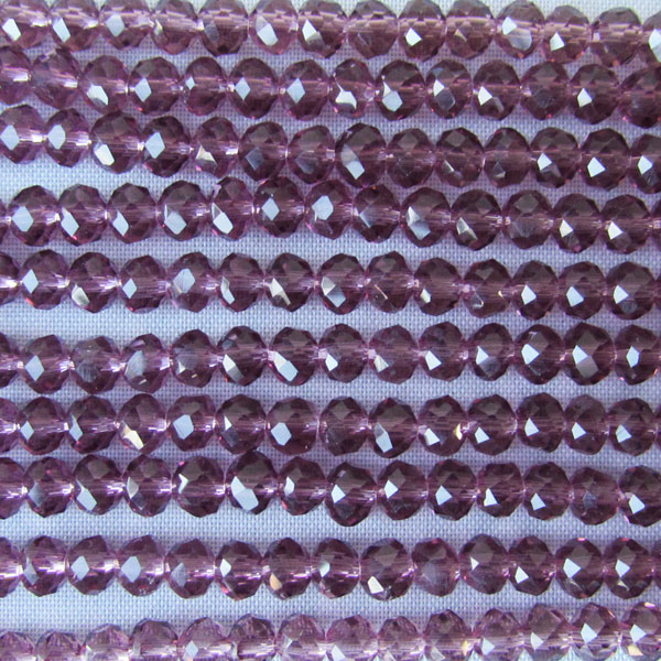 Swarovski-Style Kristalkraal, amethist, facetted, rondel, 3 x 4 mm, per streng