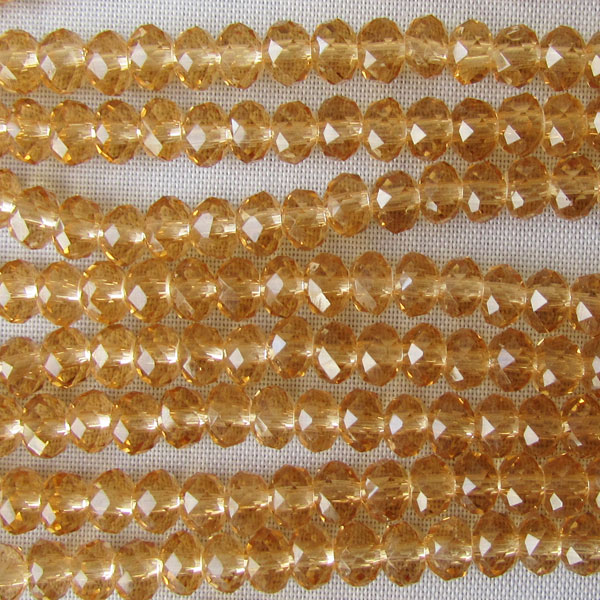 Swarovski-Style Kristalkraal, licht topaz, facetted, rondel, 3 x 4 mm, per streng