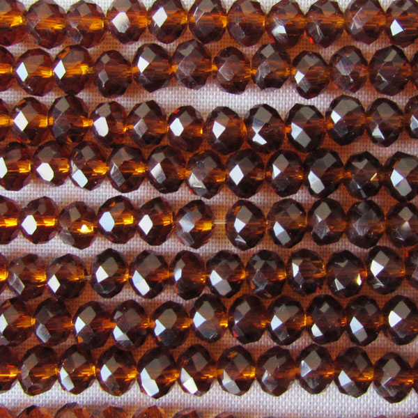 Swarovski-Style Kristalkraal, donker topaz, facetted, rondel, 3 x 4 mm, per streng
