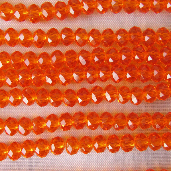 Swarovski-Style Kristalkraal, Fire Opal, facetted, rondel, 3 x 4 mm, per streng