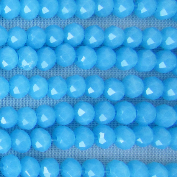 Swarovski-Style Kristalkraal, Aquamarijn, facetted, rondel, 3 x 4 mm, per streng