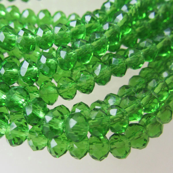 Swarovski-Style Kristalkraal, Fern Green, facetted, rondel, 3 x 4 mm, per streng
