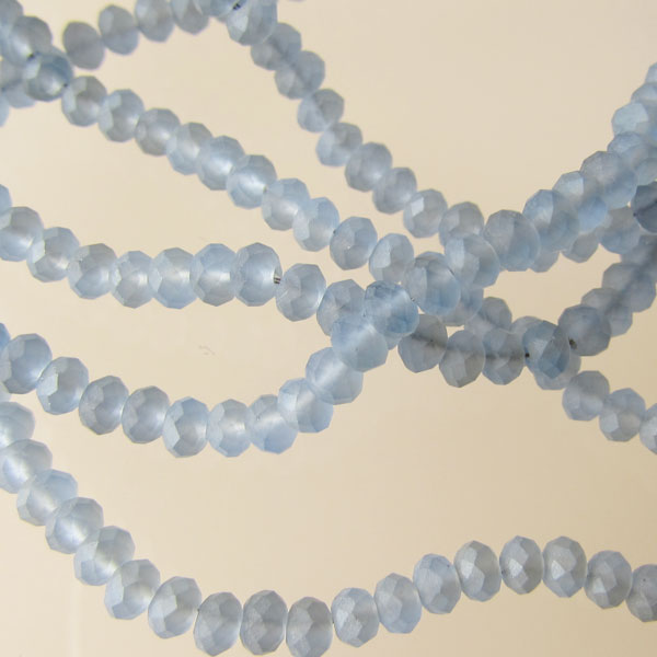 Swarovski-Style Kristalkraal, blauw, facetted, mat, 3 x 2 mm, per streng