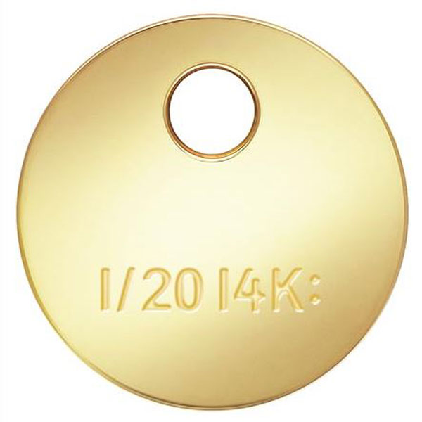 14 K Gold Filled Tag, 4 mm, rond, verpakt per stuk