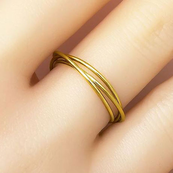 14 K Gold Filled Rolling Ring, 3- in- 1, maat 18, per stuk