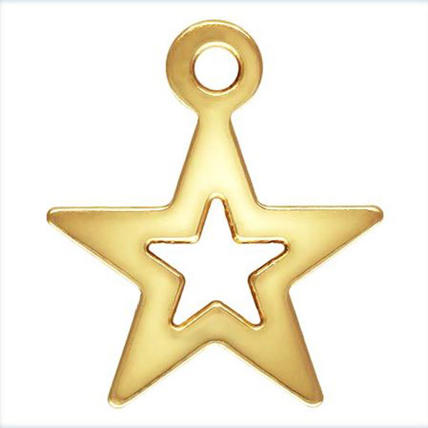 14 K Gold Filled Bedel, Ster, 8 mm, per stuk