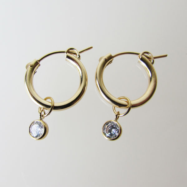14 K Gold Filled Hooplet – Bedel, Zirkonia, 4 mm, per stuk