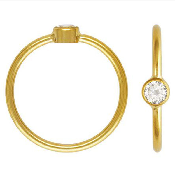 14 K Gold Filled Ring, 4 mm zirkonia, maat 16.5, verpakt per stuk