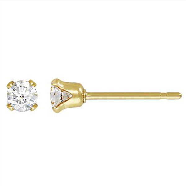 14 K Gold Filled oorsteker, 3 mm zirkonia, verpakt per paar