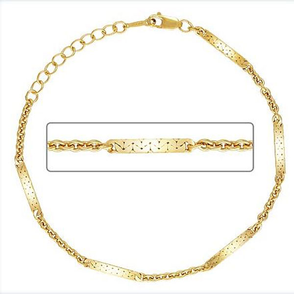 14 K Gold Filled Armband, Dapped Cable Chain, 19 cm, verpakt per stuk