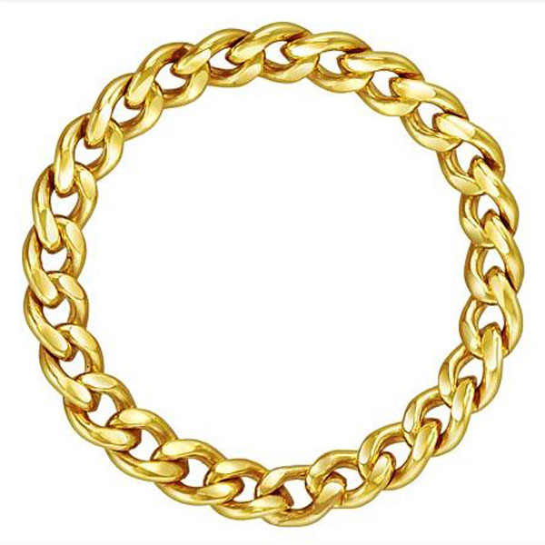 14 K Gold Filled Ring, Curb design, Maat 18, per stuk